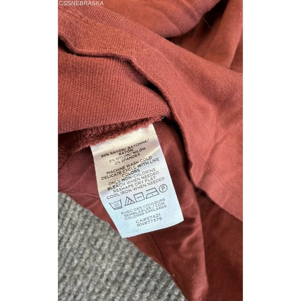 Ann Taylor Rust Orange Women's Ruffle Mock Neck Top Long Sleeve Blouse - Size M